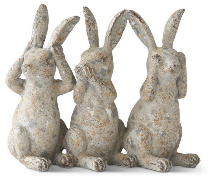 Gray 3 Bunnies Figure