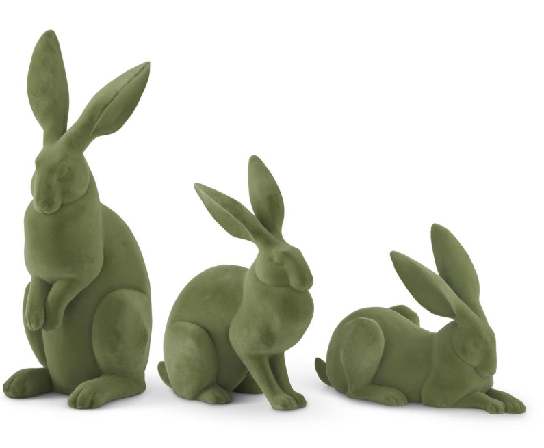 Sage Green Flocked Rabbits