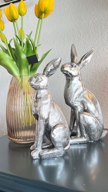 Rabbits w/ Antique Silver Finish
