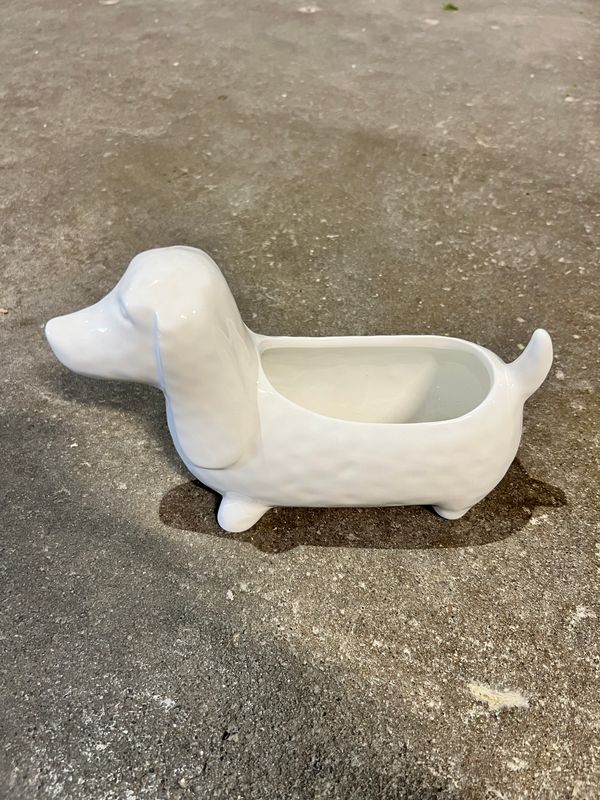 White Dog Planter