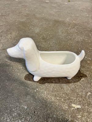 White Dog Planter
