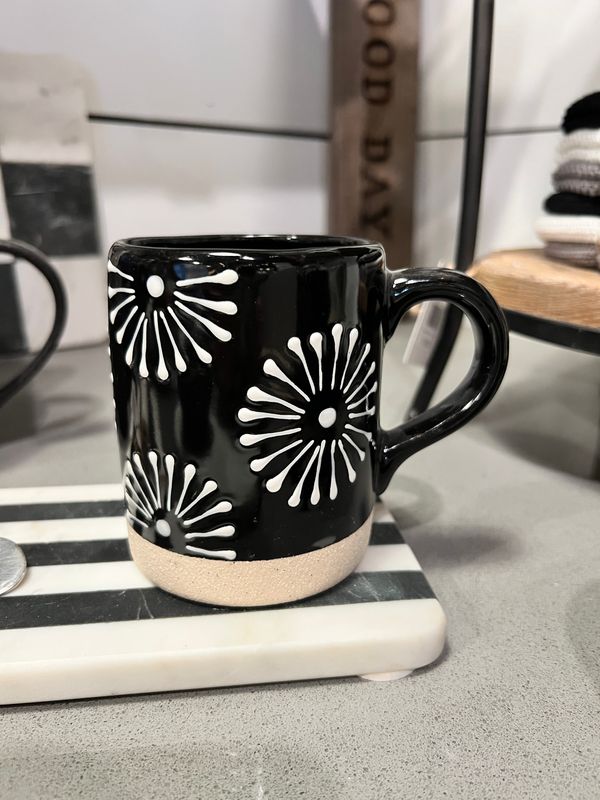 Black Starburst Stoneware Mug