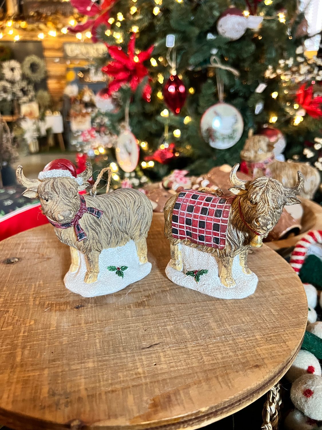 Highland Cow Ornament - Plaid