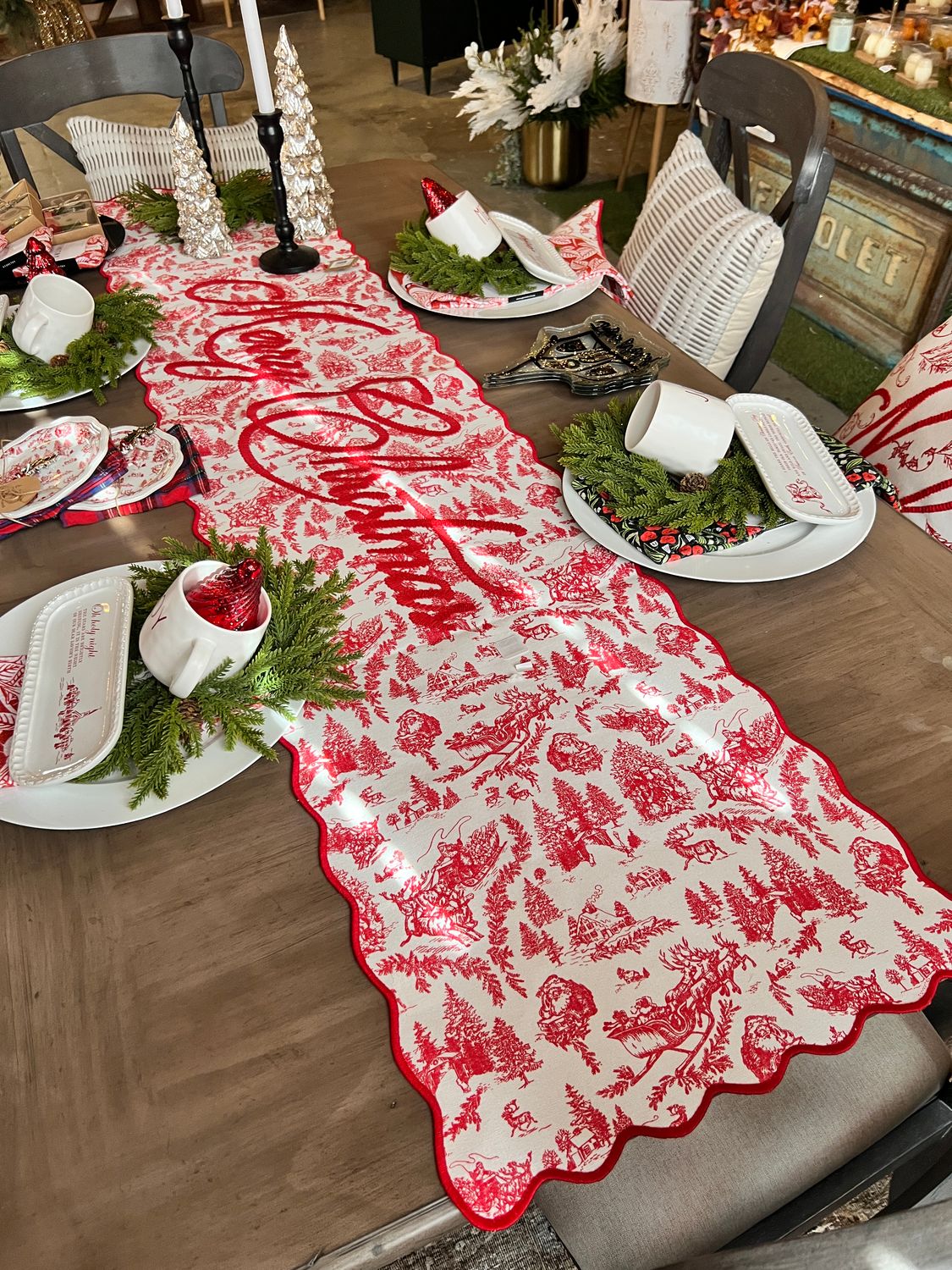 Merry Christmas Embroidered Table Runner