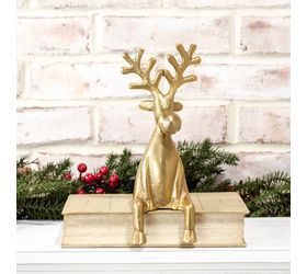 Gold Sitting Shelf Reindeer 
