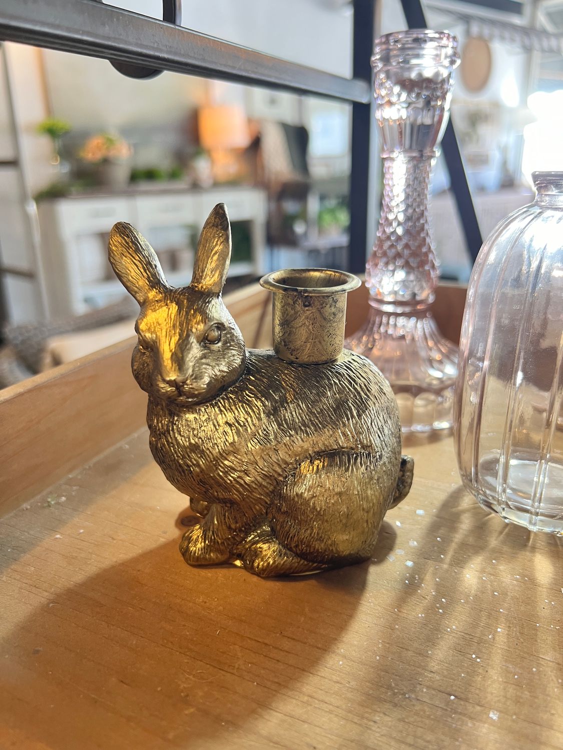Gold Bunny Tapered Candle Holders