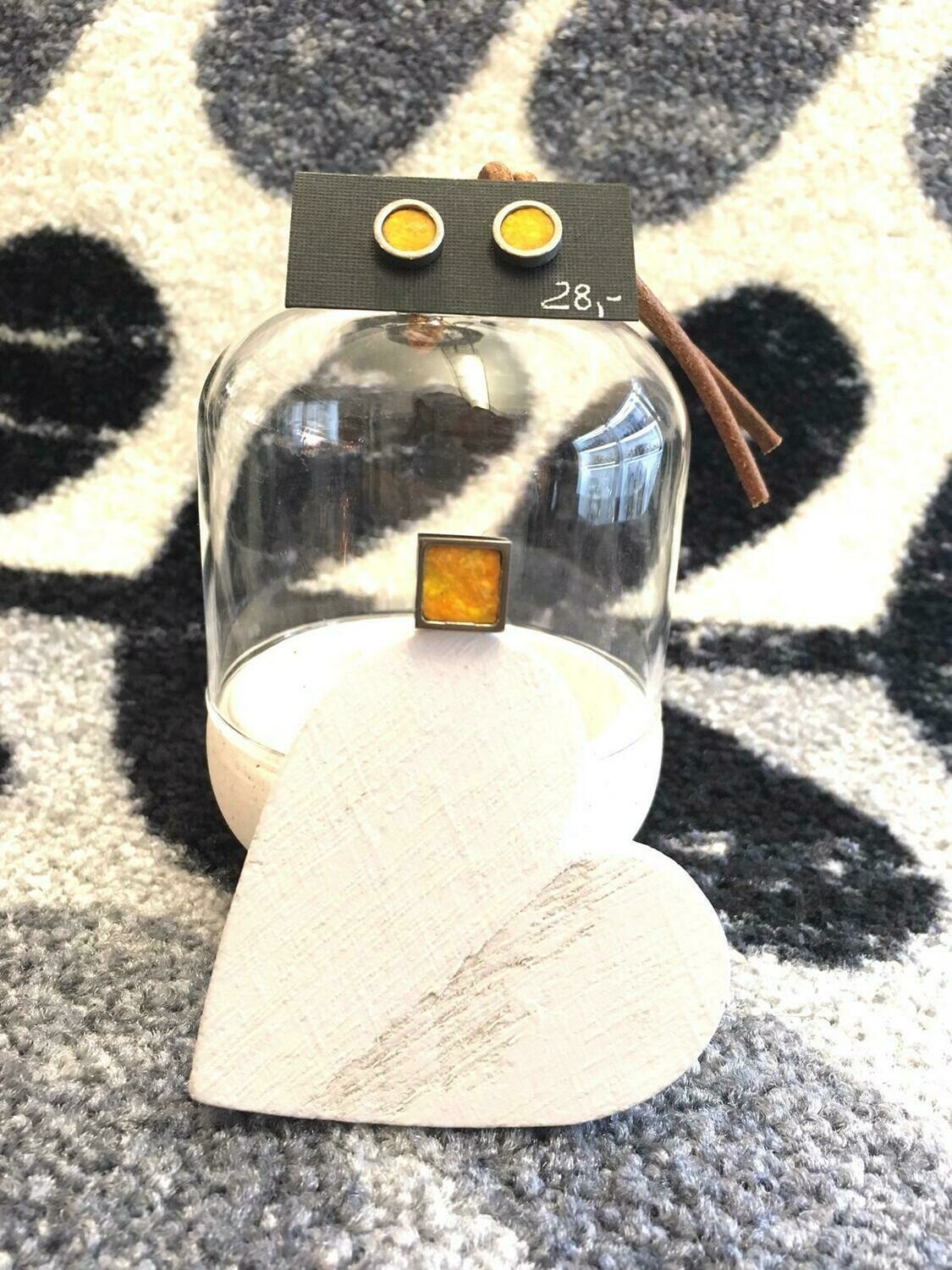 Kettenanhänger eckig mit Flachsfaser