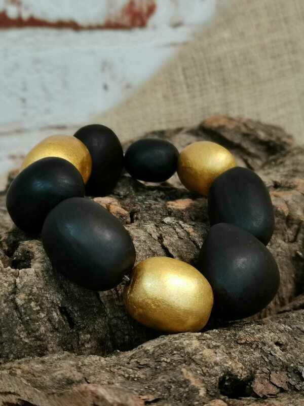 Armband Ebenholz, teilvergoldet Armband Ebenholz, teilvergoldet