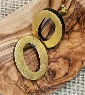 Ohrstecker Holz, teilvergoldet Ohrstecker Holz, teilvergoldet