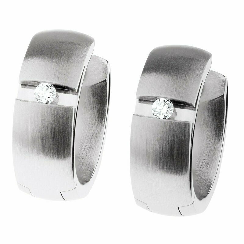 Ernstes Design Creolen aus Edelstahl mit Brillant E492/E493 Ernstes Design Creolen aus Edelstahl mit Brillant E492/E493