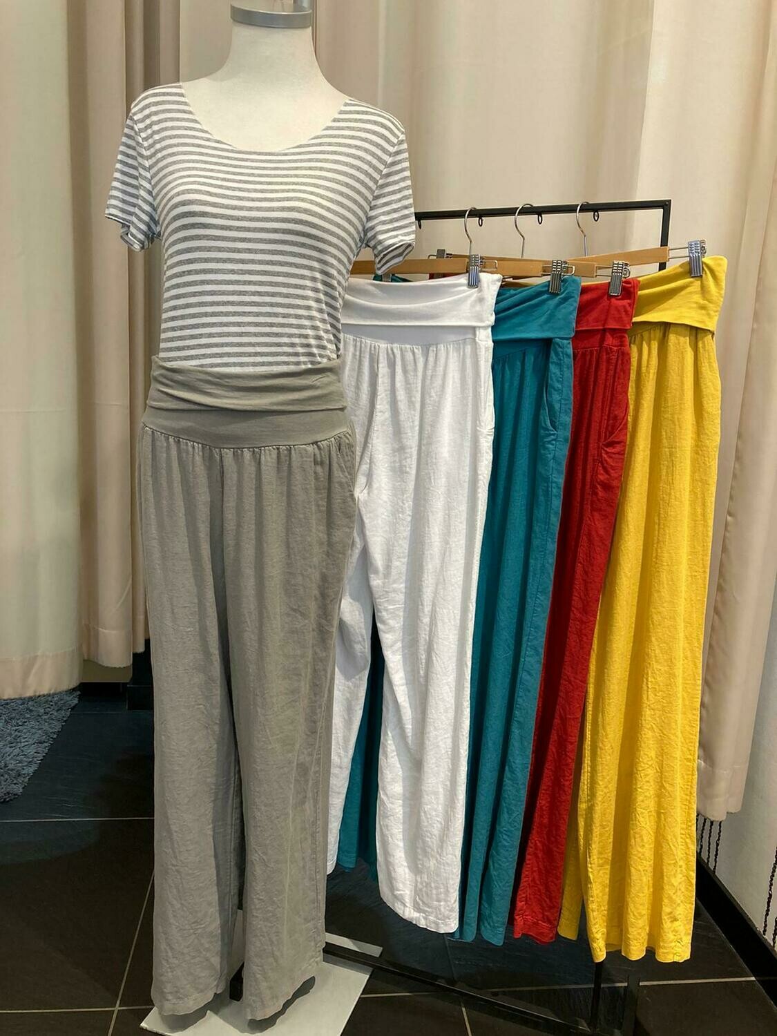 Leinenhose mit dehnbarem Bund