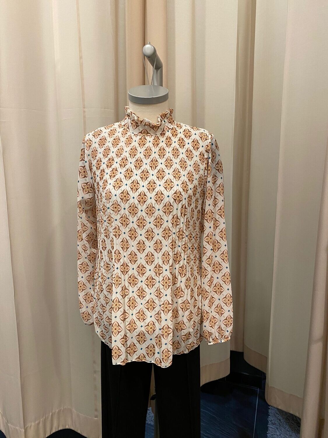 Golden Horse Bluse mit Rüschenkragen
