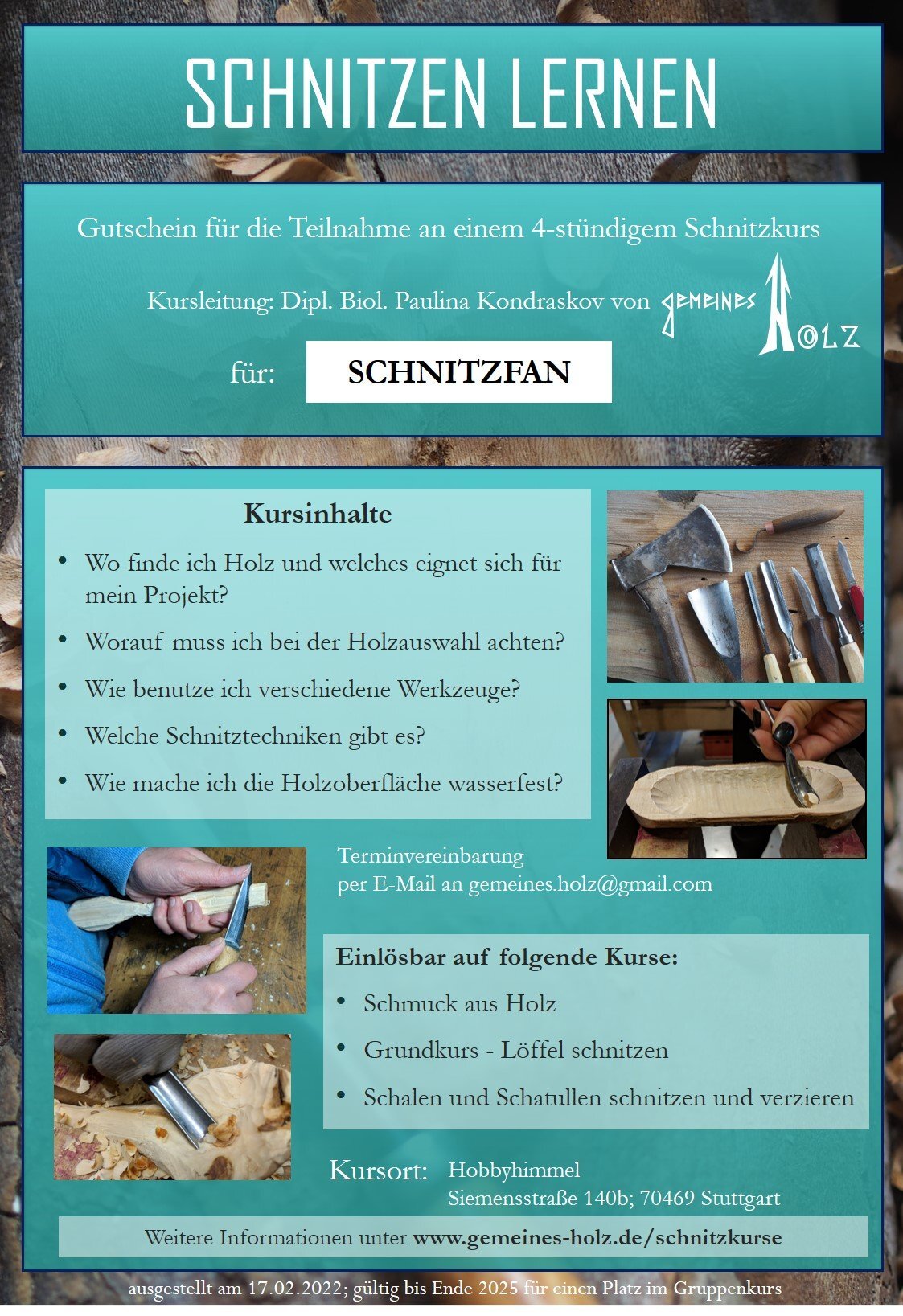 Gutschein für Spezialanfertigung