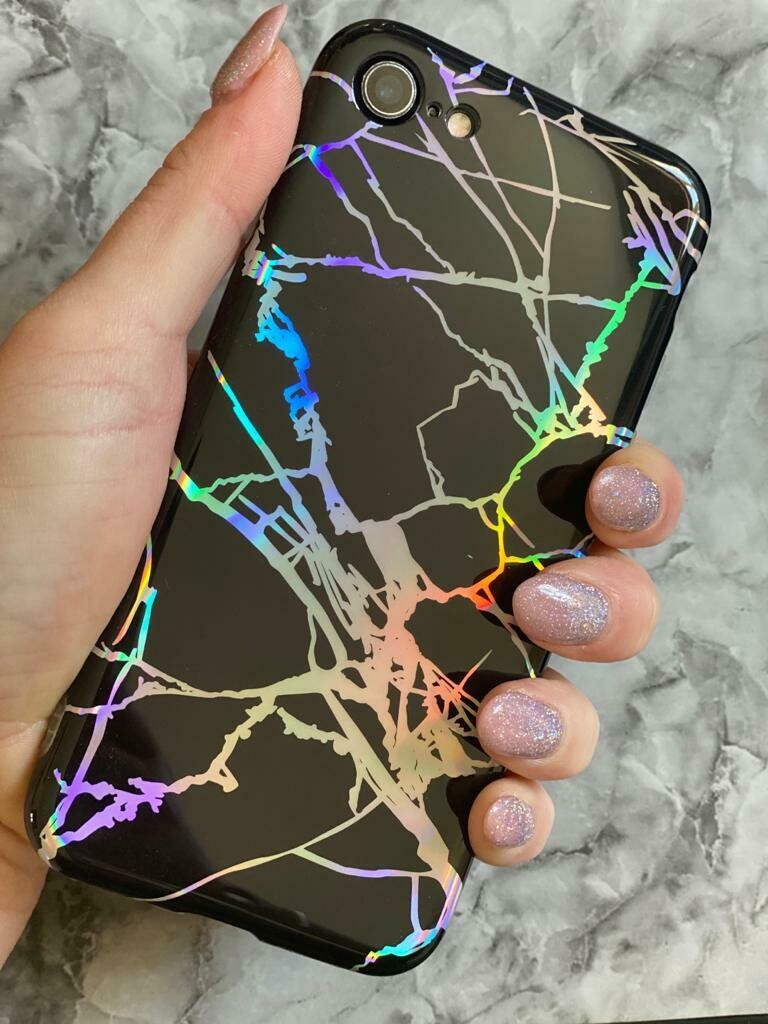 Black Marble Iridescent/ Holographic Case