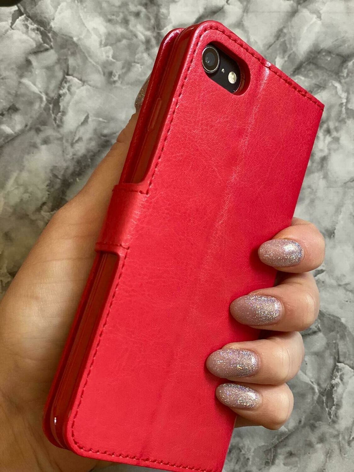 Red Flip Phone Case With Card Holder