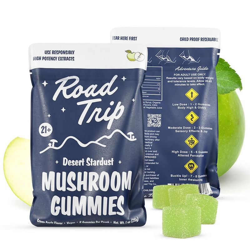 Road Trip Mushroom Gummies | Desert Stardust Green Apple