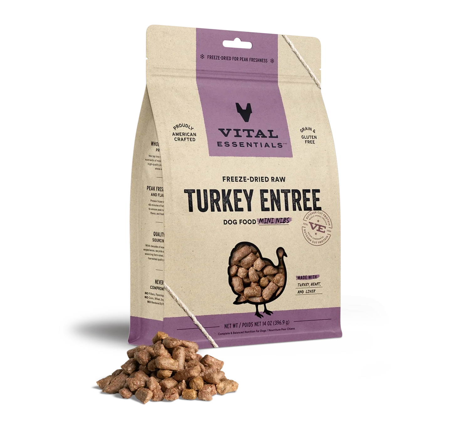 VE Dog Mini Nibs Turkey FD 14oz