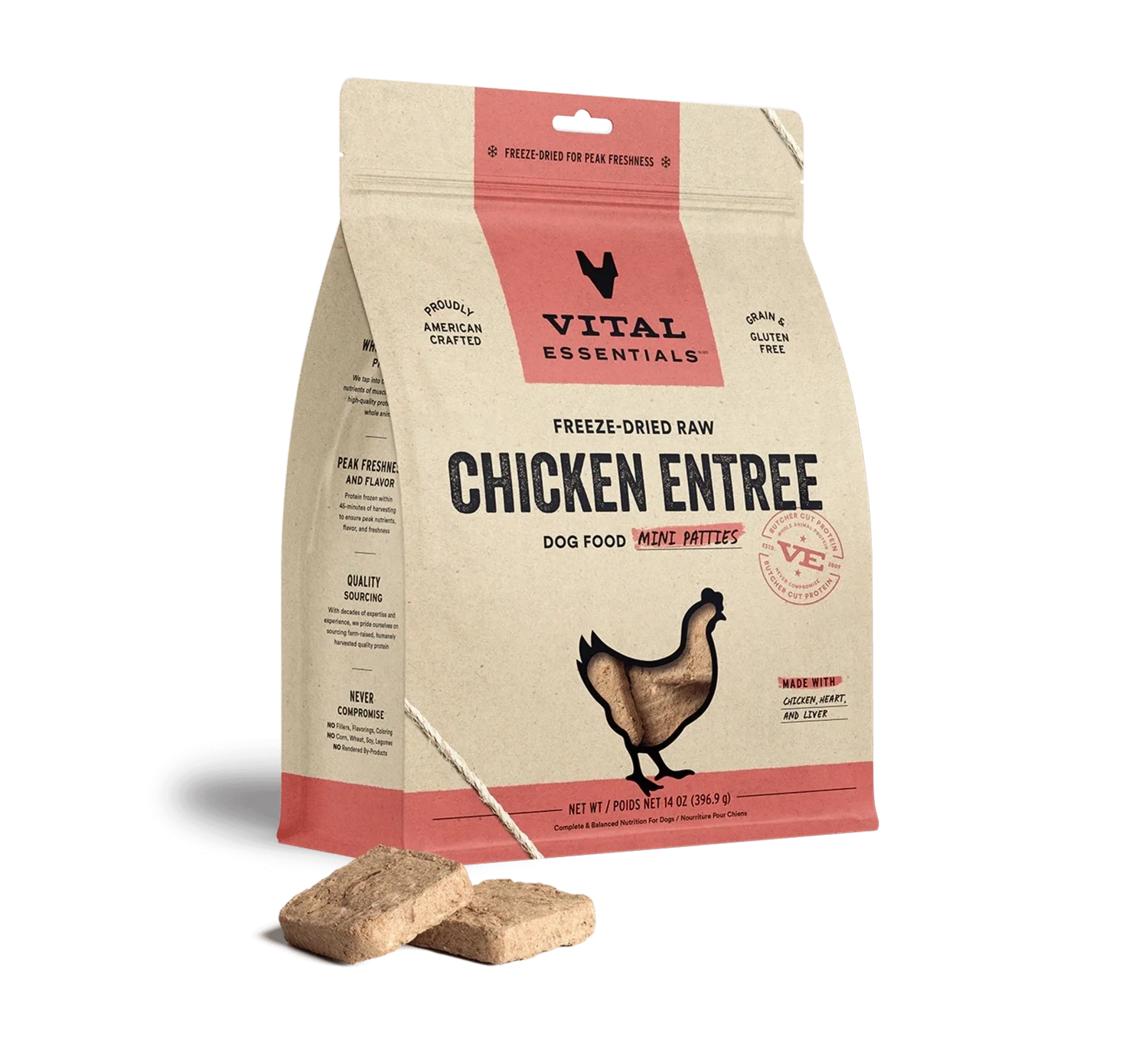 VE Dog Mini Patties Chicken FD 14oz
