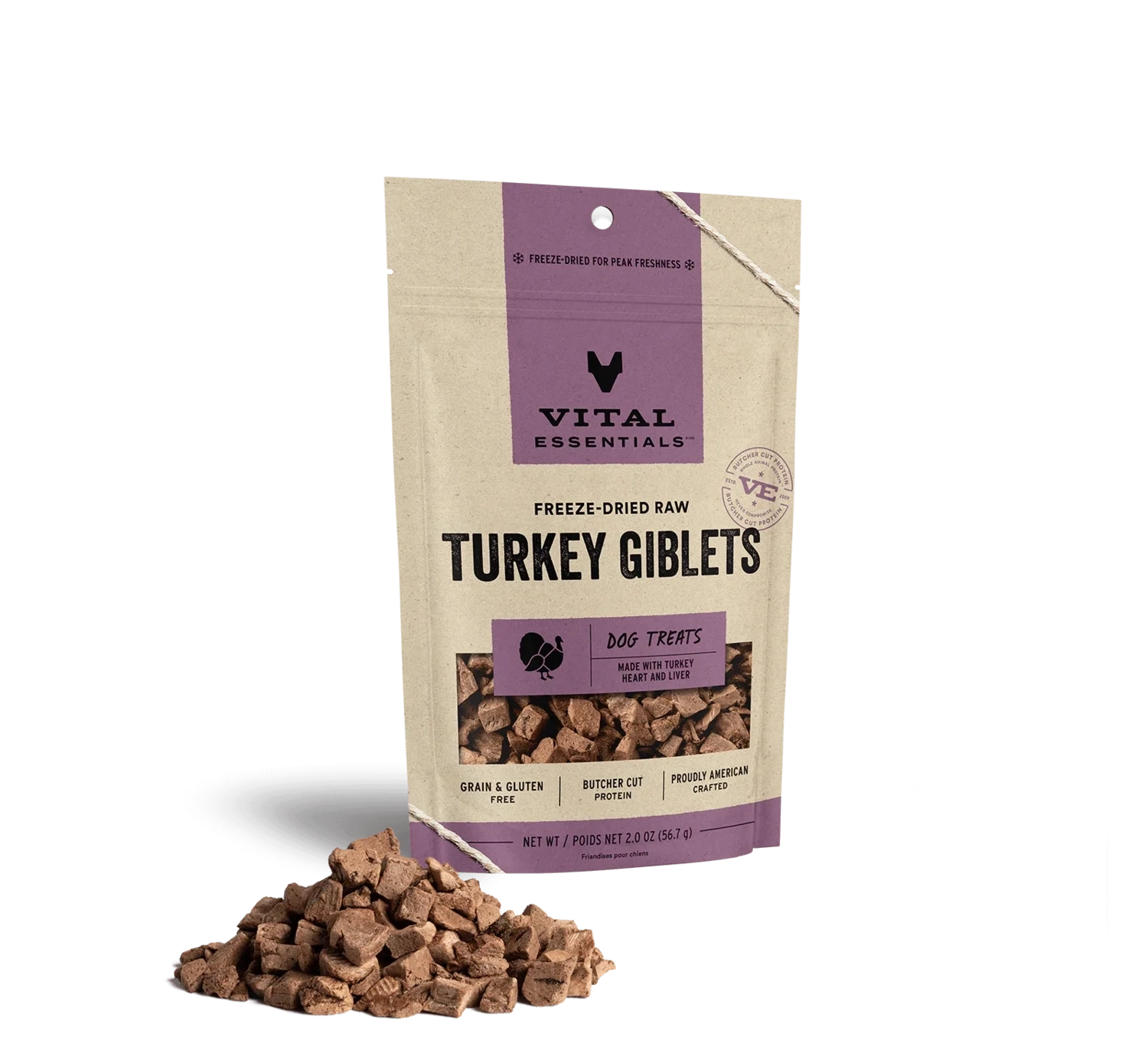 VE Dog Turkey Giblets FD Treat 2oz