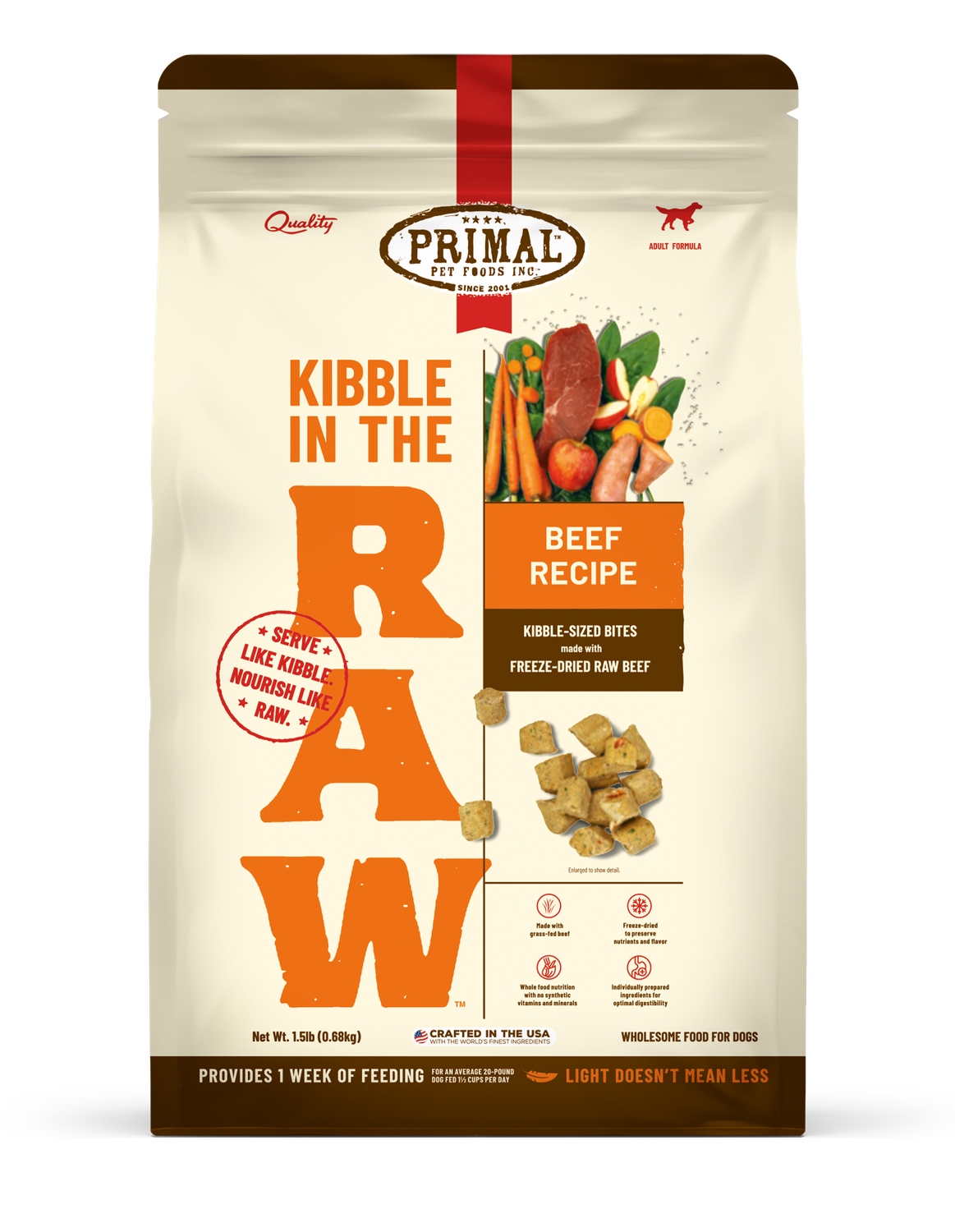 Primal Kibble in the Raw Beef 9#