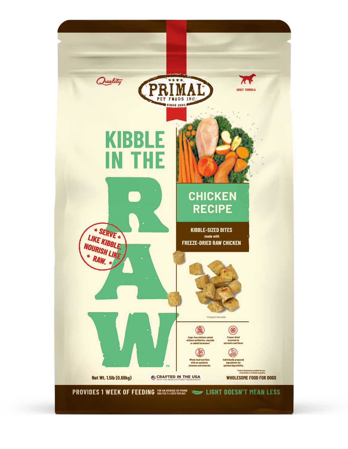 Primal Dog Kibble in the Raw Chicken 1.5#