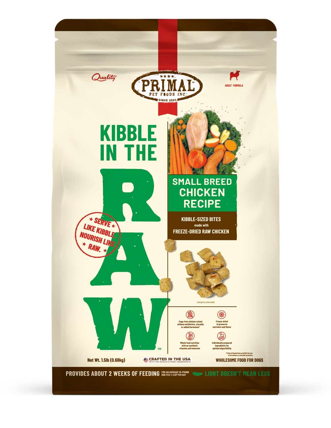 Primal Kibble in the Raw Sm Breed Chicken 1.5#
