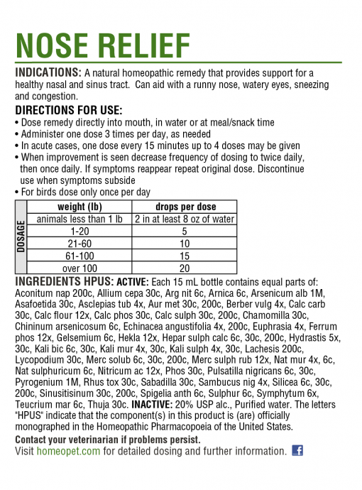 HOMEOPET NOSE RELIEF