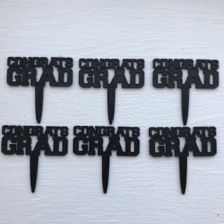 &quot;Congrats Grad&quot; Graduation Picks 6ct. Black