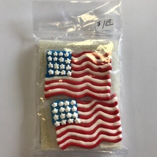 Royal Icing Flags 2pk (13 stripes) 1.5” x 2”