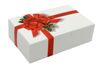Ribbon &amp; Holly 1/4lb. 1-pc 2-Layer Small Candy Box 4.5” x 2.38” x 1.13” 50-5121