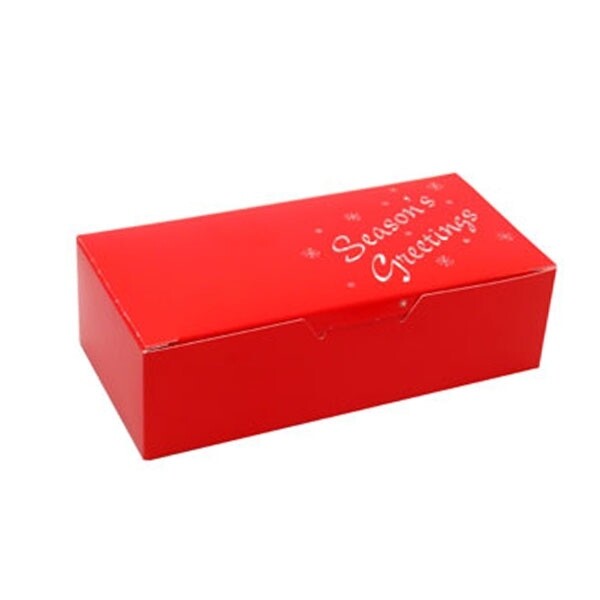 Seasons Greetings Red 1lb. 1-pc 2-Layer Candy Box 7” x 3.38” x 2” 50-1110RDXG