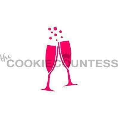Cookie Countess Champagne Glasses Stencil