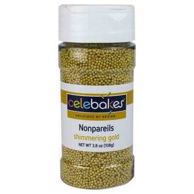 Celebakes Nonpareils Shimmering Gold, 3.8oz.