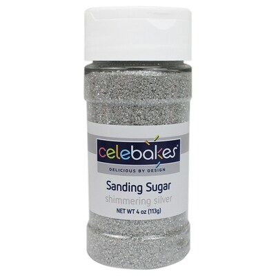 Celebakes Sanding Sugar Shimmering Silver, 4oz.