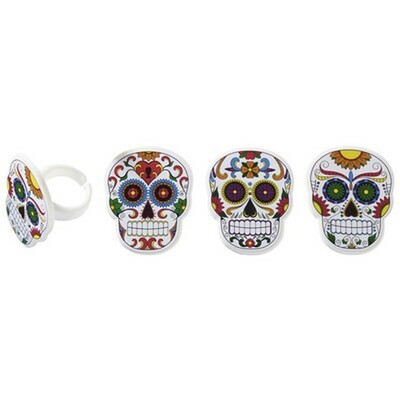 Dia de los Muertos Skull Rings 6 ct