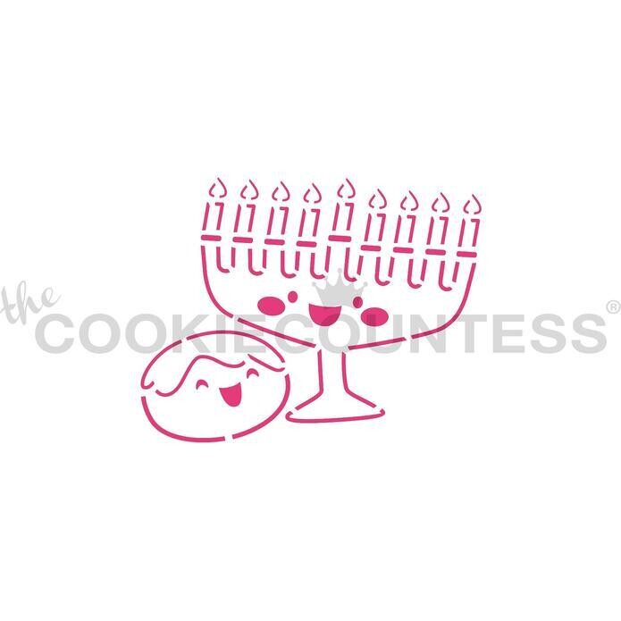 Cookie Countess Menorah &amp; Donut PYO Stencil