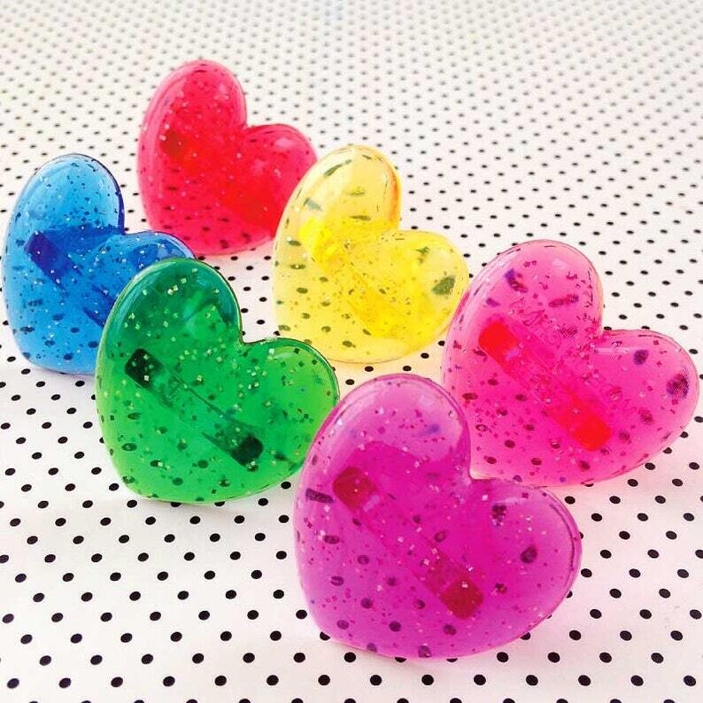 Heart Glitter Rings, 6ct.