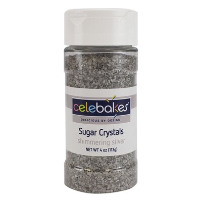 Celebakes Sugar Crystals Shimmering Silver 4 oz.