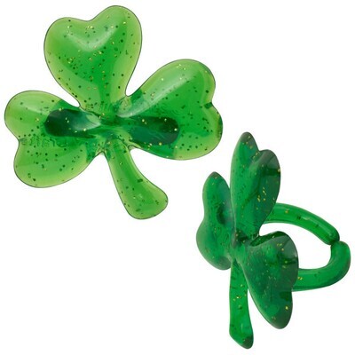 Puffy Glitter Shamrock Rings, 6ct.