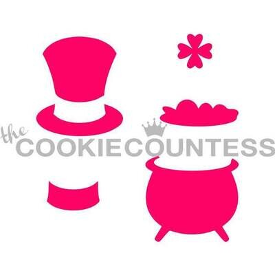 Cookie Countess Pot O&#39; Gold &amp; Hat Stencil