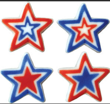 Lg Patriotic Stars Sugars, 4ct.