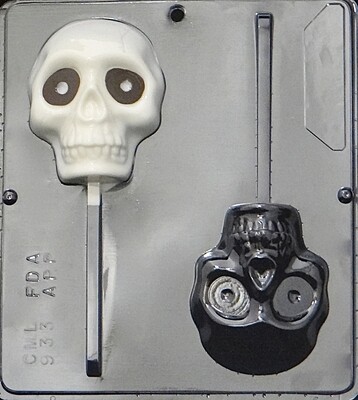 Large Skull Lollipop Choc Mold CML 933