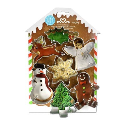 R&amp;M Christmas Cookie Cutter 7pc set on Gingerbread back