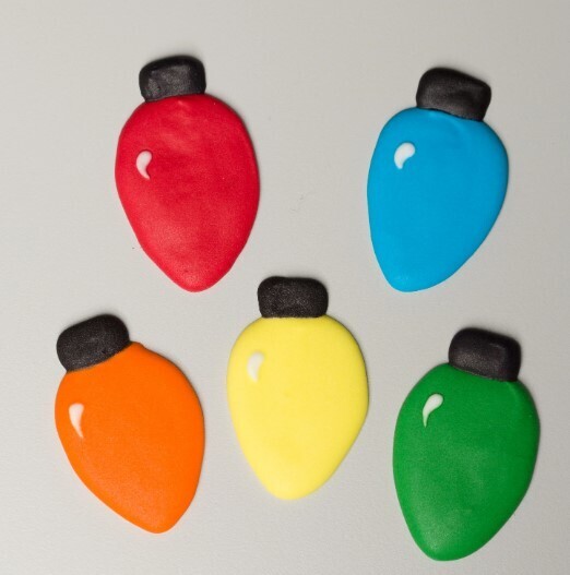 Royal Icing Christmas Lights 2&quot;, 5pc.