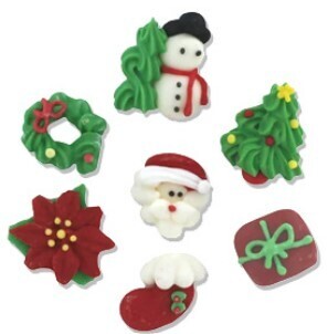 Royal Icing Christmas Asst 1/2&quot;-1&quot;, 7ct. 480010