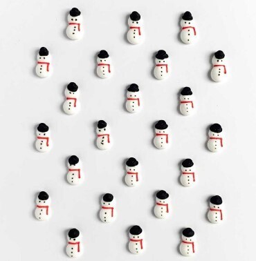 Mini Royal Icing Snowman 3/4&quot;, 12ct. (red &amp; black)