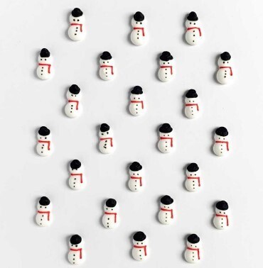 Mini Royal Icing Snowman 3/4&quot;, 12ct. (red &amp; black)