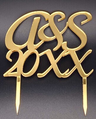 Personalized &#39;Initials and Year&#39; Topper - Gold