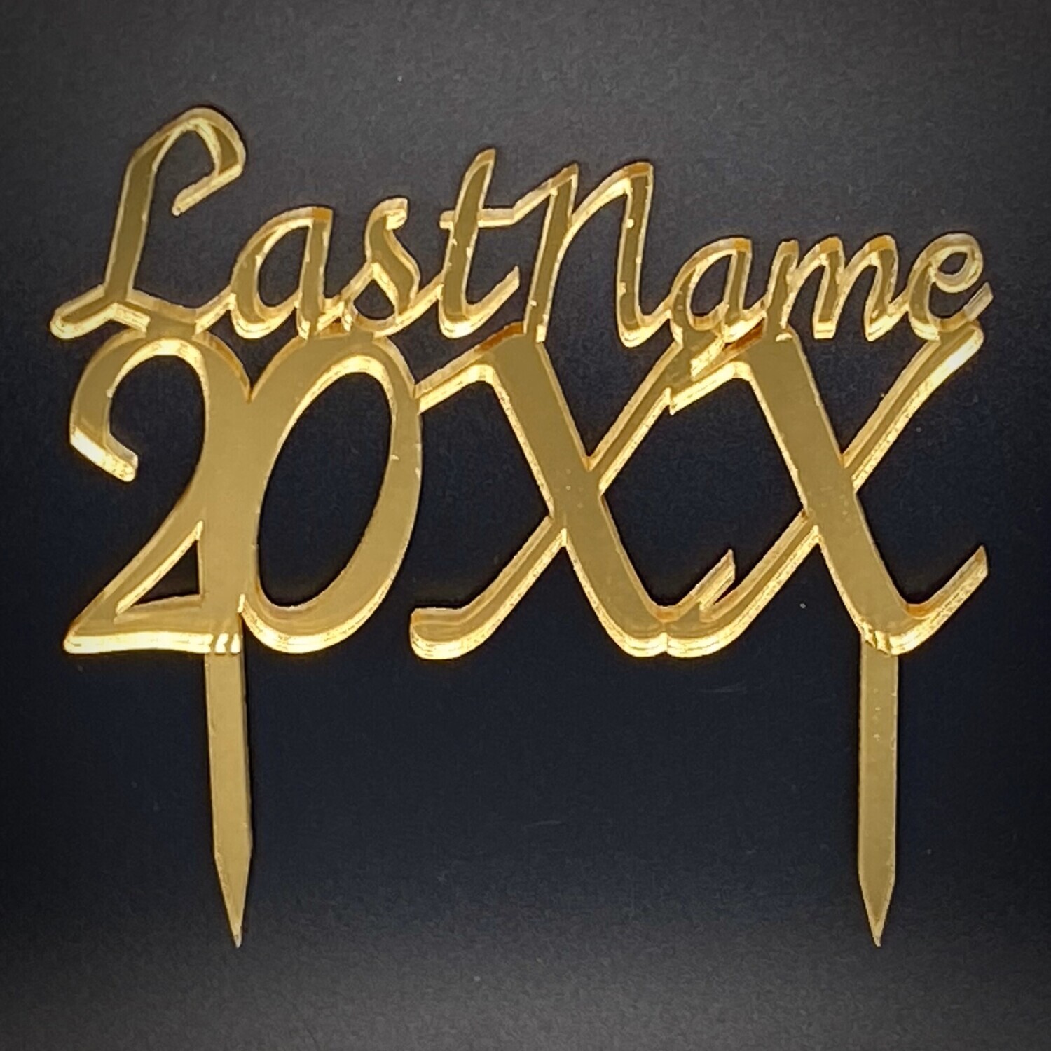 Personalized &#39;Last Name and Year&#39; Topper - Gold, Font: Script