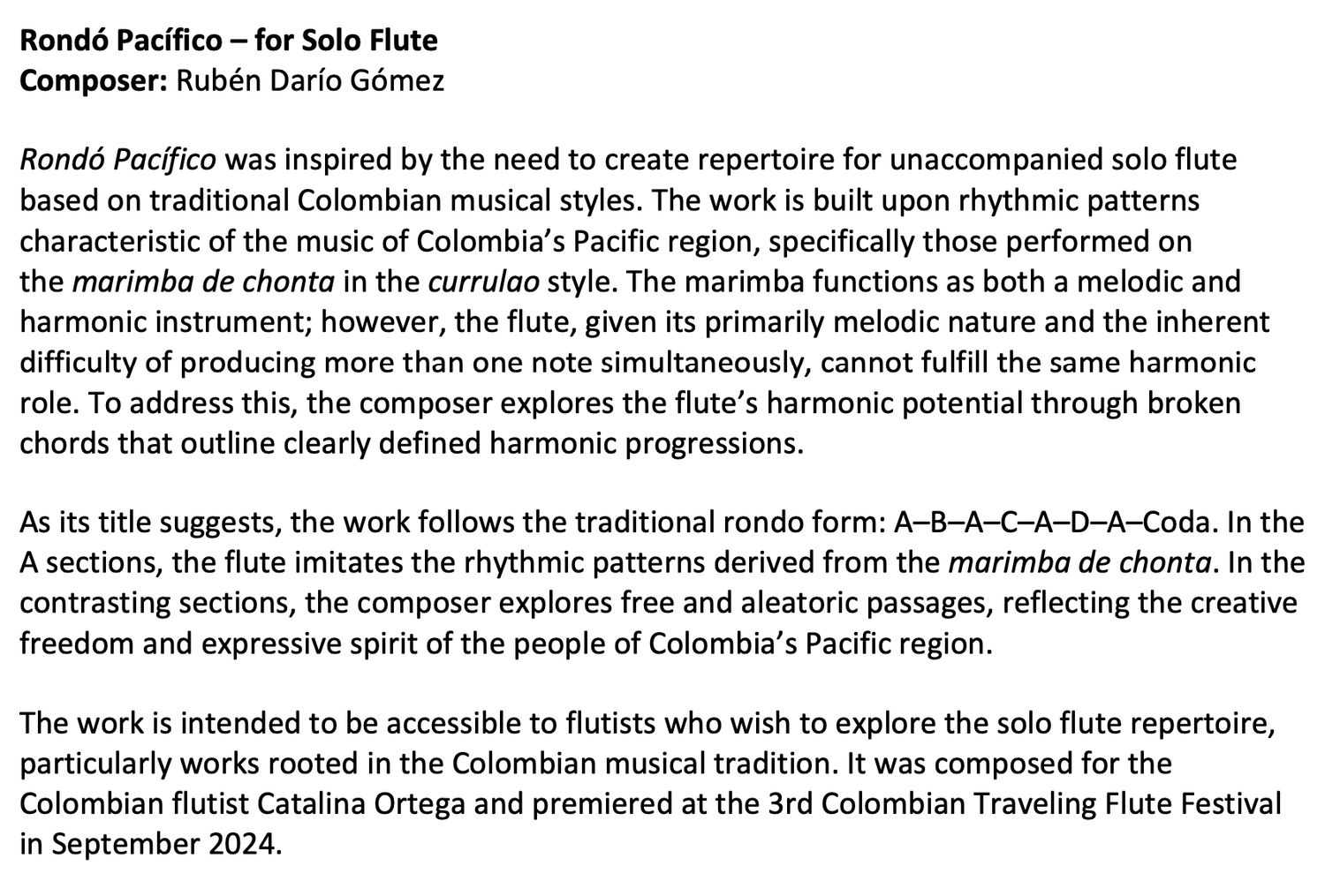 Rondó Pacífico: for solo flute (unaccompanied)